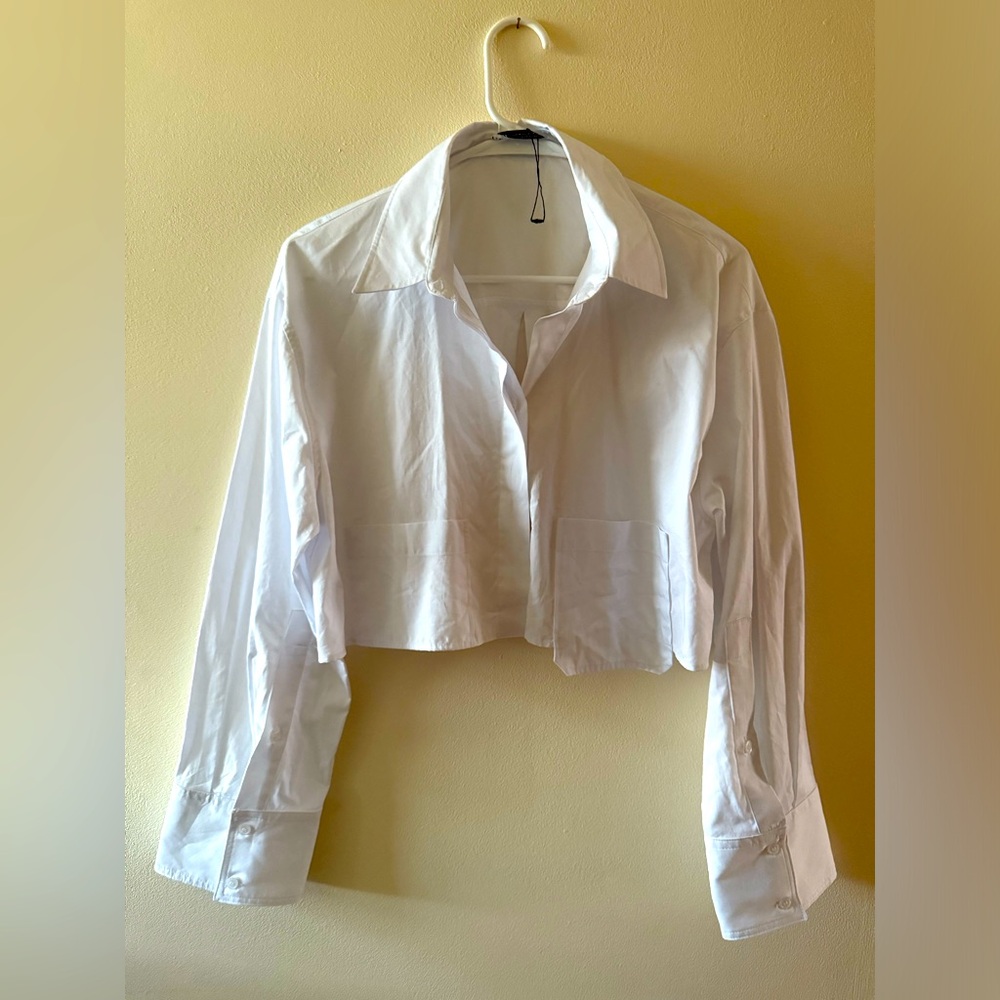 Zara M white Cropped Shirt
